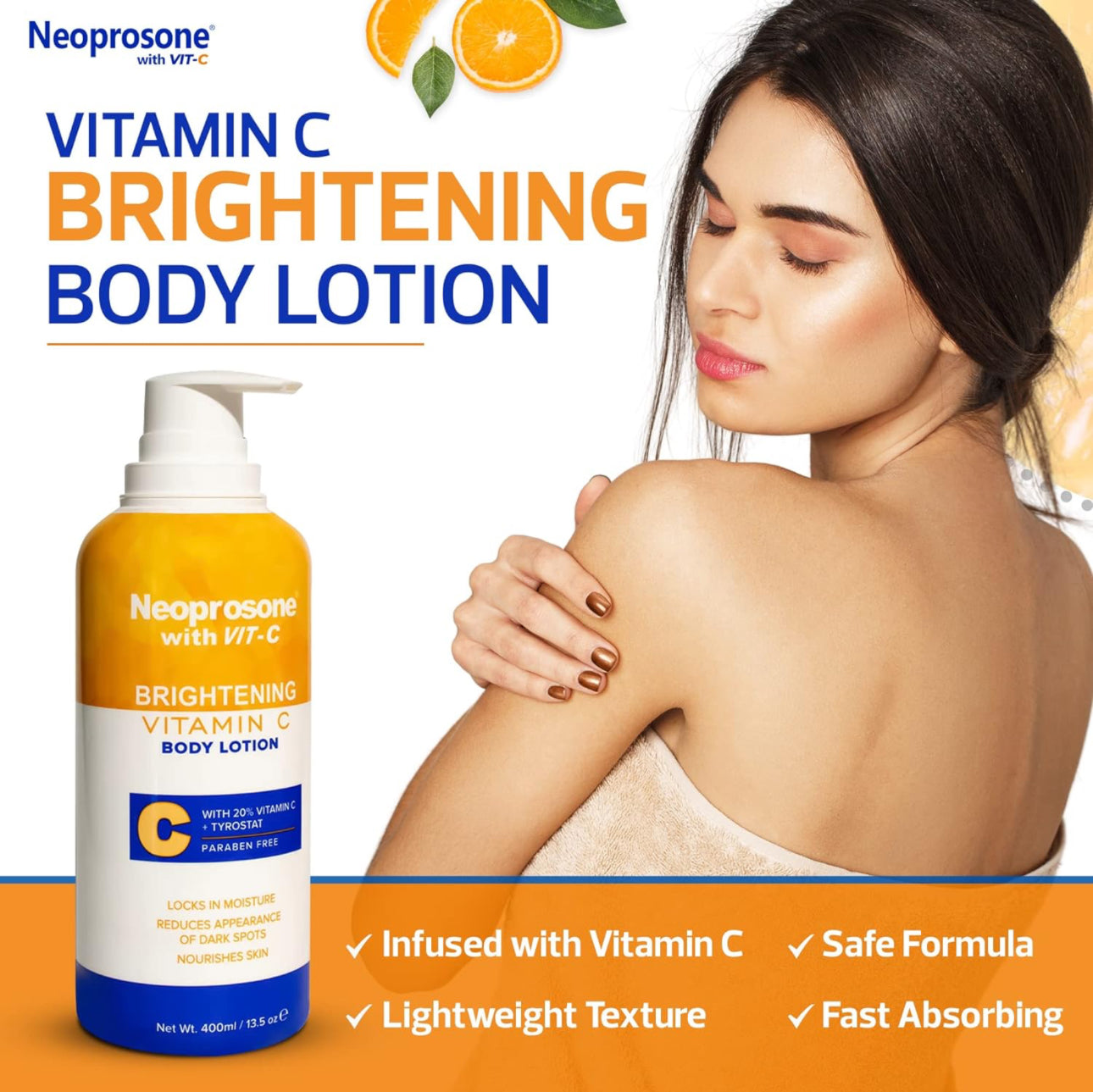 NEOPROSONE BRIGHTENING BODY LOTION WITH VITAMIN C, LACTIC ACID & ALPHA ARBUTIN COMPLEX