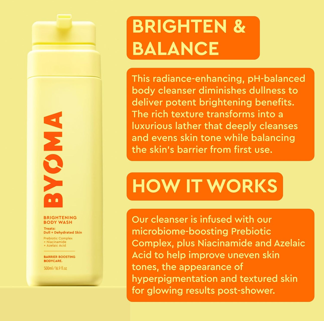 BYOMA BRIGHTENING BODY WASH - FORMULATED WITH NIACINAMIDE & AZELAIC ACID