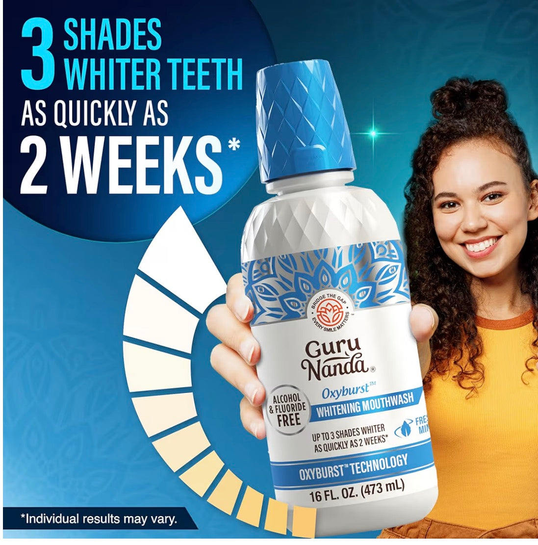 GuruNanda OXYBURST TEETH WHITENING MOUTH WASH - 2x16oz