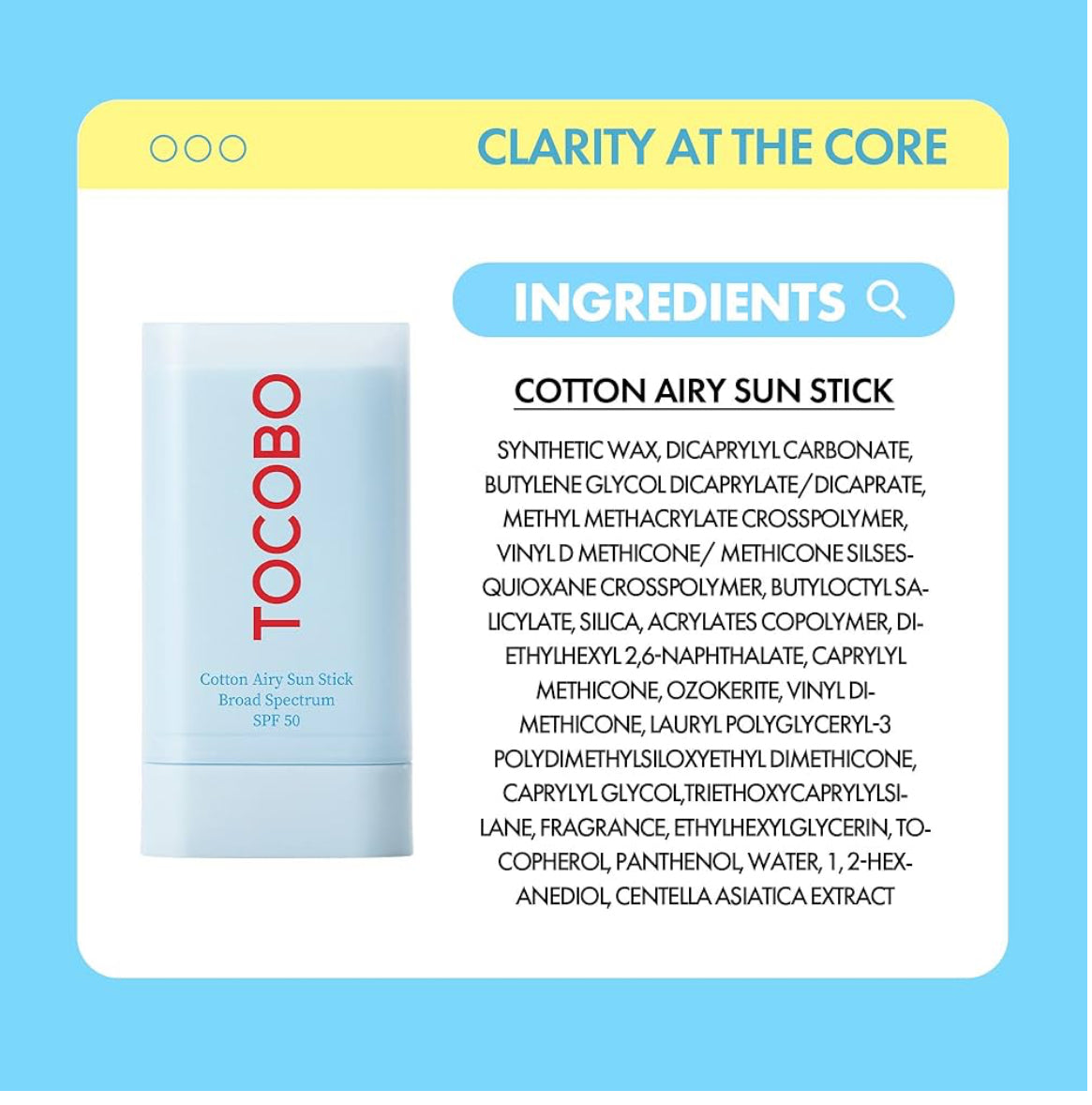 TOCOBO AIRY SUN STICK SPF50 BROAD SPECTRUM