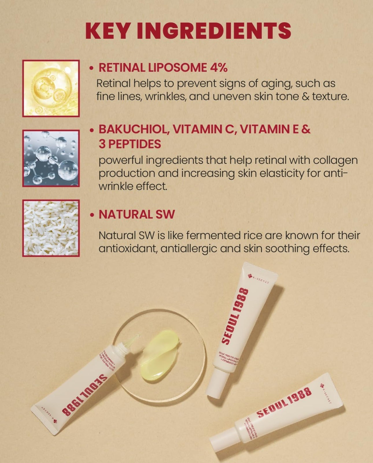 K SECRET SEOUL 1988 EYE CREAM WITH RETINAL LIPOSOME 4% + FERMENTED BEAN