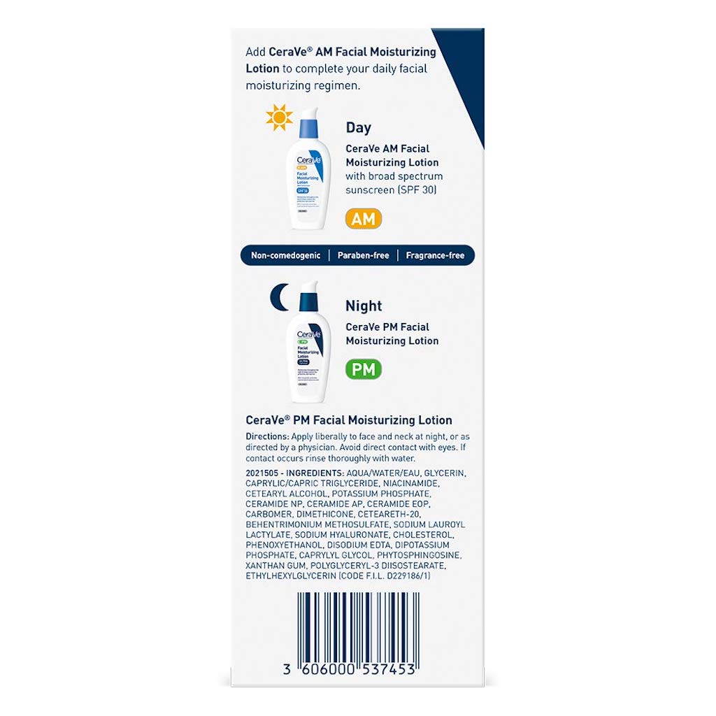 CERAVE PM FACIAL MOISTURIZING LOTION | NIGHT CREAM WITH HYALURONIC ACID AND NIACINAMIDE