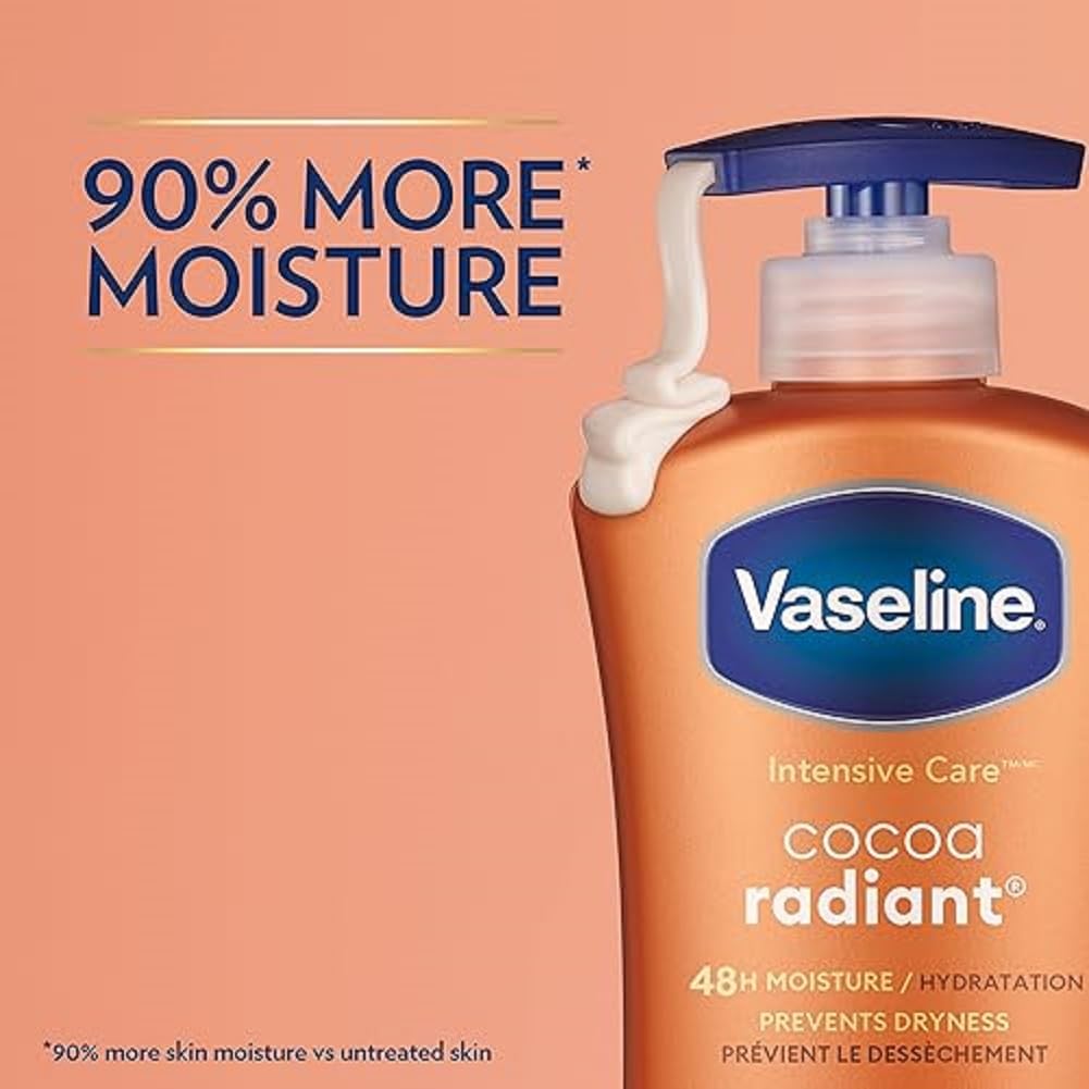 VASELINE INTENSIVE CARE COCOA RADIANT - 48HR HYDRATION / PREVENTS DRYNESS + ULTRA HYDRATING LIPIDS