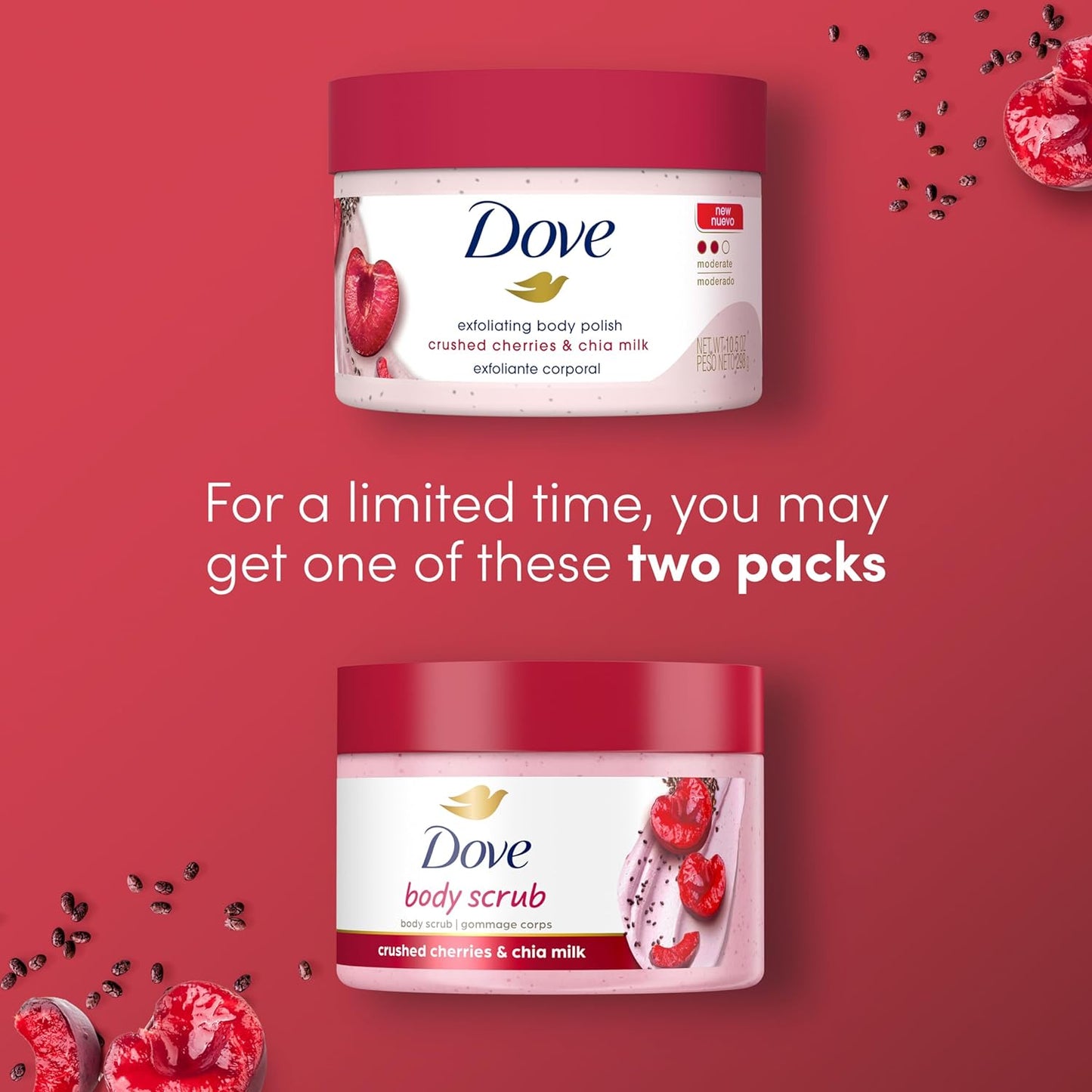 DOVE - BODY SCRUB (CRUSHED CHERRIES & CHIA MILK)