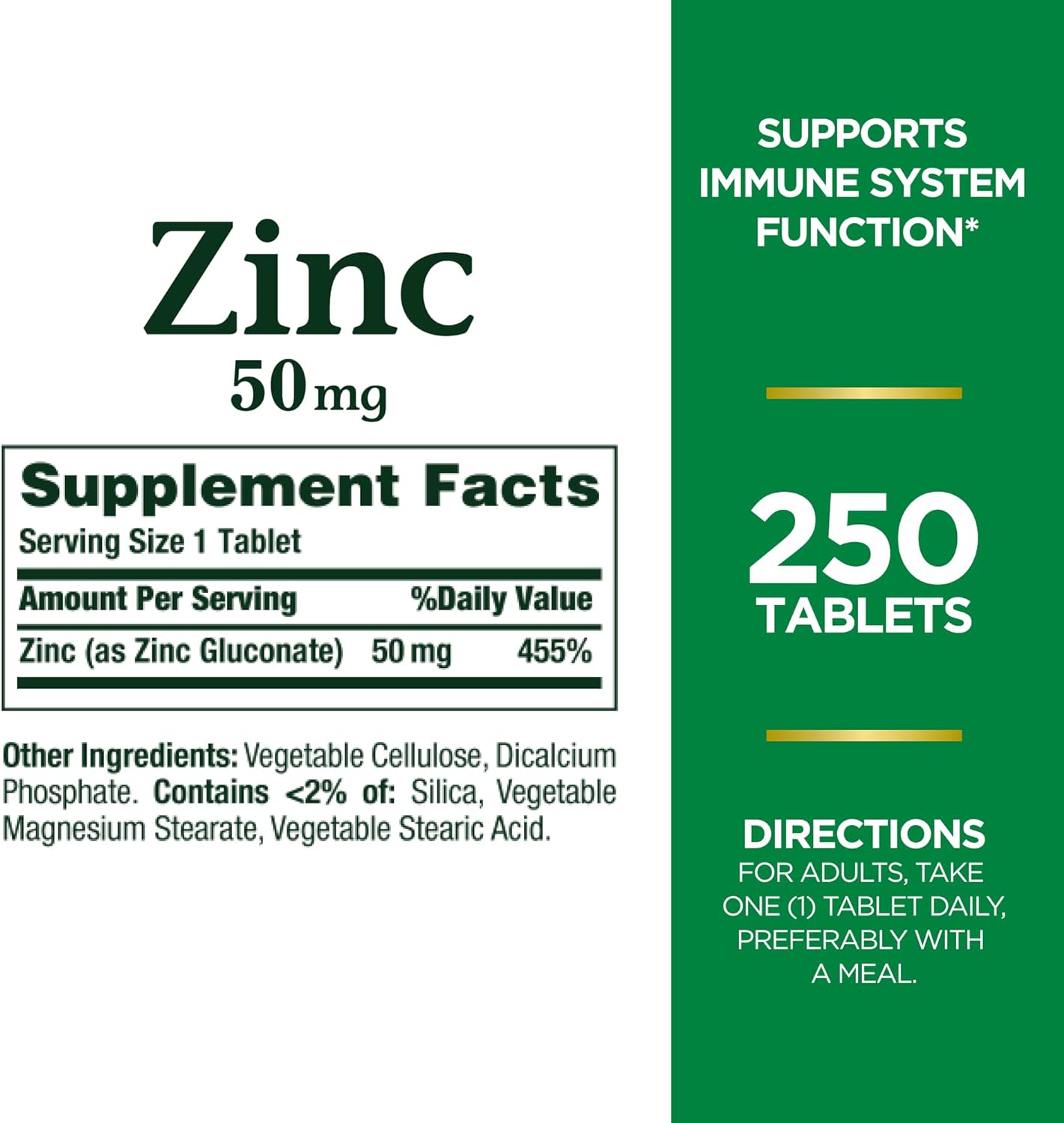 NATURE'S BOUNTY ZINC 50MG IMMUNE HEALTH