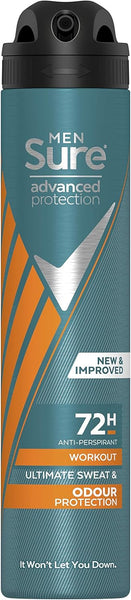 SURE MEN 72HR ADVANCED PROTECTION WORKOUT SWEAT & ODOUR PROTECTION