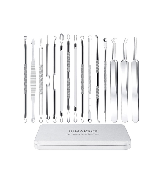 IUMAKEUP 15PC PROFESSIONAL STAINLESS STILL EXTRACTOR TOOLS