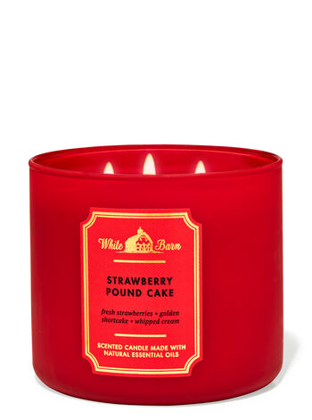 WHITE BARN 3-WICK CANDLE 'STRAWBERRY POUND CAKE'