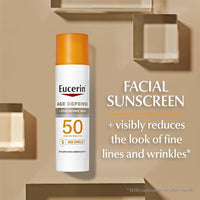 EUCERIN SUN AGE DEFENSE SPF 50 FACE SUNSCREEN LOTION WITH HYALURONIC ACID