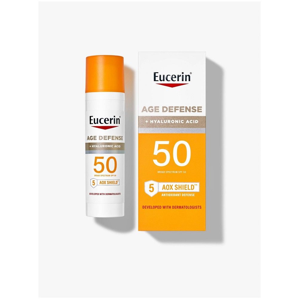 EUCERIN SUN AGE DEFENSE SPF 50 FACE SUNSCREEN LOTION WITH HYALURONIC ACID