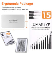 IUMAKEUP 15PC PROFESSIONAL STAINLESS STILL EXTRACTOR TOOLS