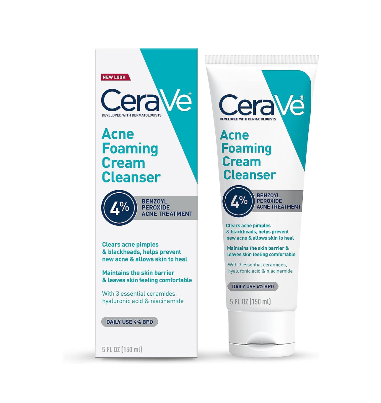 CERAVE ACNE FOAMING CREAM CLEANSER (BENZOYL PEROXIDE ACNE TREATMENT 4% BENZOYL PEROXIDE)