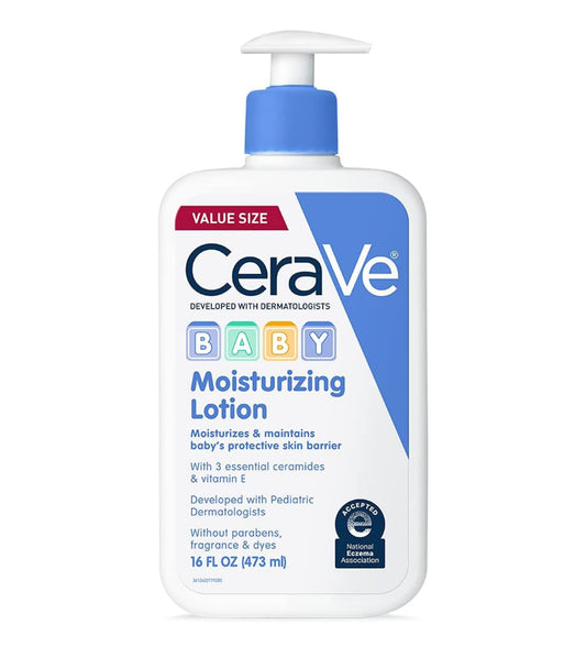 CERAVE BABY LOTION | GENTLE BABY SKINCARE WITH CERAMIDES, NIACINAMIDE AND VITAMIN E | FRAGRANCE FREE