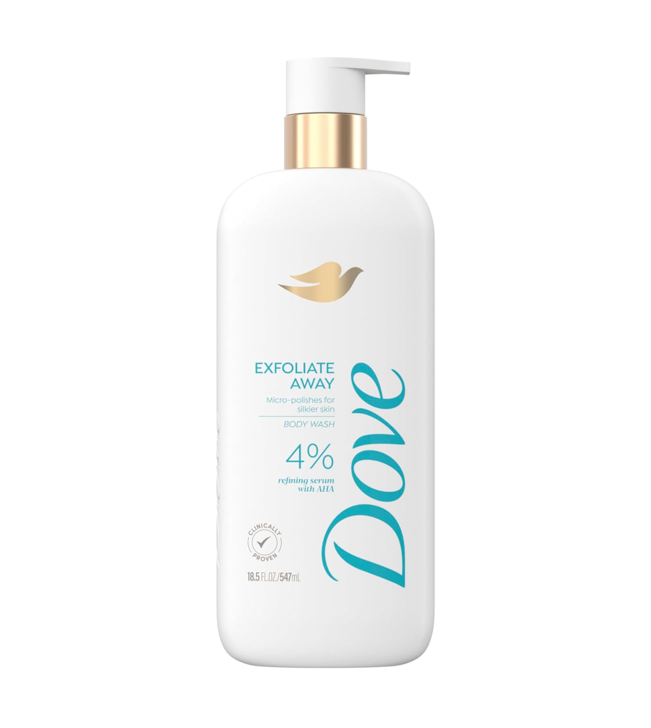 DOVE EXFOLIATE AWAY BODY WASH WITH 4% SHA REFINING SERUM