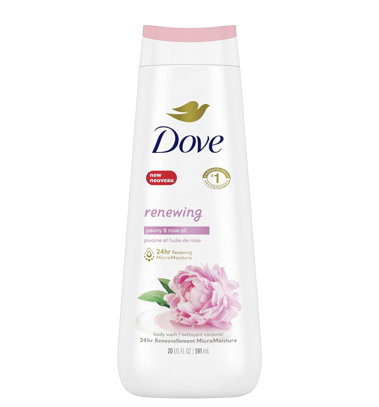 DOVE BODY WASH - RENEWING PEONY & ROSE OIL