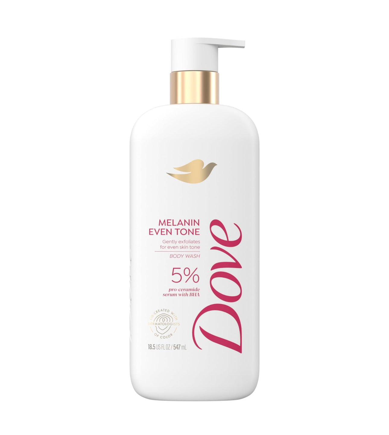 DOVE EXFOLIATING BODY WASH - MELANIN EVEN TONE, 5% PRO-CERAMIDE SERUM WITH BHA