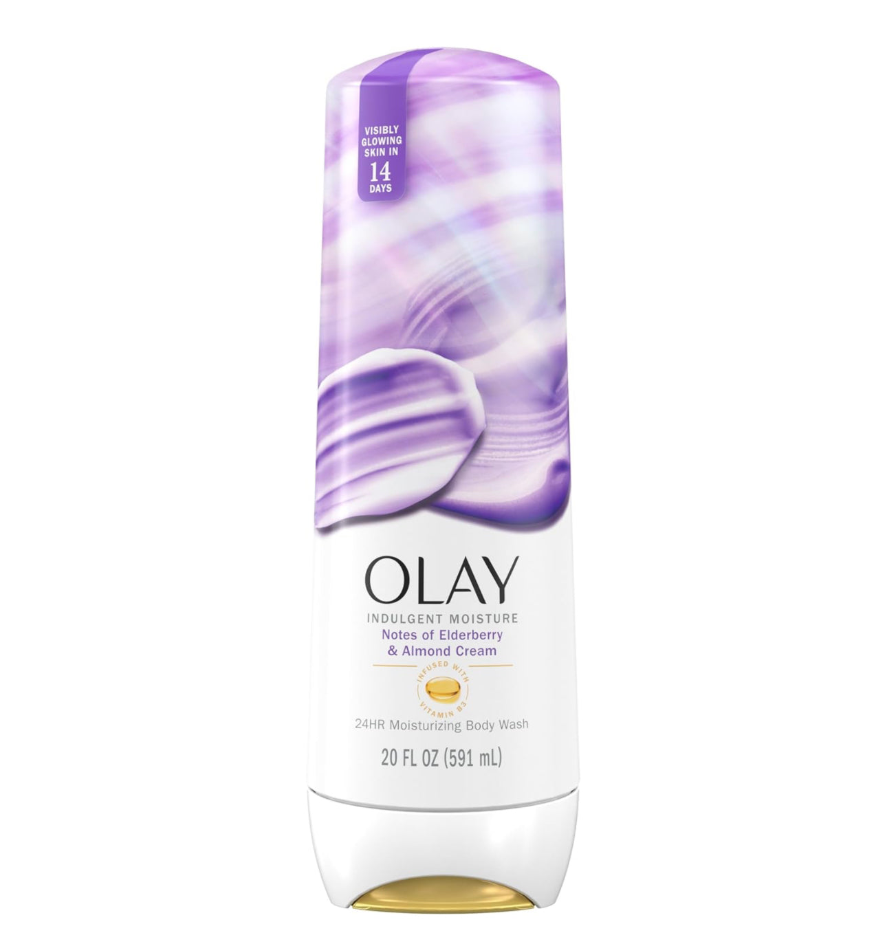 OLAY INDULGENT MOISTURE BODY WASH - VITAMIN B3, NOTES OF ELDERBERRY & ALMOND CREAM