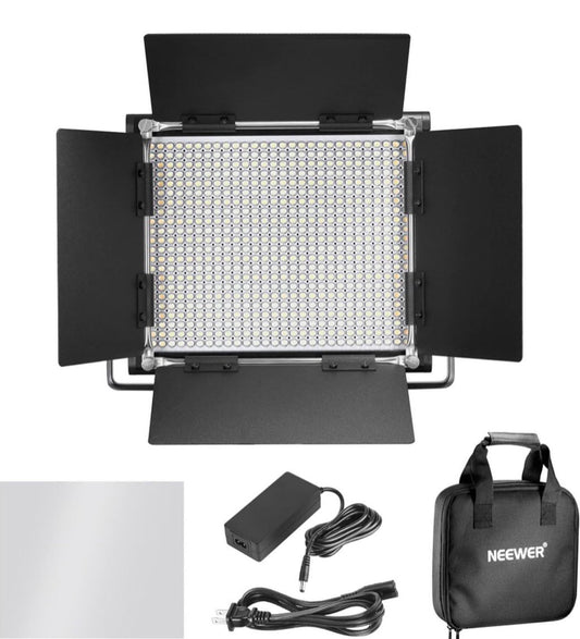 NEEWER Bi COLOR 660 LED VIDEO LIGHT, 3200-5600K CRI 96+ DIMMABLE LIGHT WITH U BRACKET AND BANRNDOOR, 75 INCHES LIGHT STAND