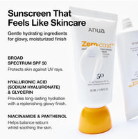 ANUA ZERO CAST MOISTURIZING FINISH SUNSCREEN SPF50