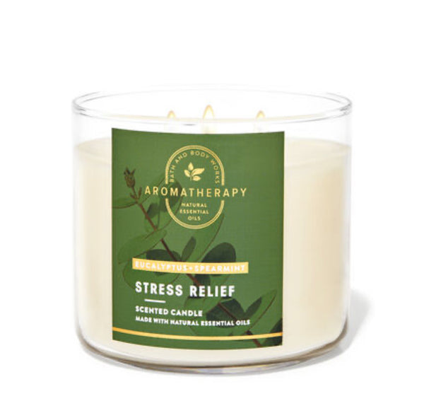 BATH & BODY WORKS 3-WICK CANDLE EUCALYPTUS SPEARMINT ‘STRESS RELIEF’