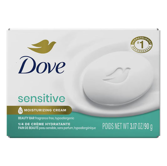 DOVE SENSITIVE SKIN BAR SOAP - FRAGRANCE FREE, HYPOALLERGENIC