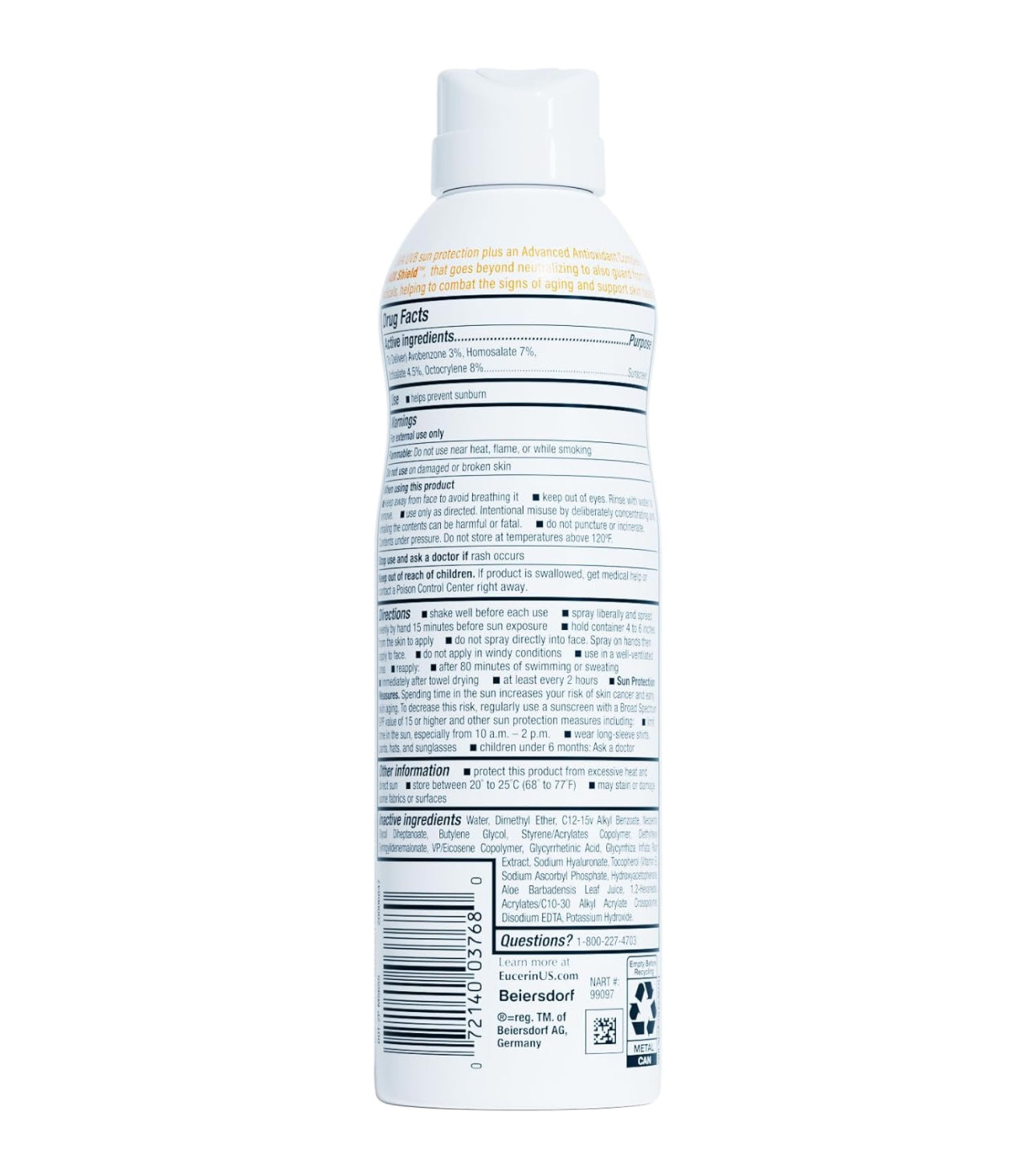 EUCERIN ADVANCED HYDRATION SPF30 SUNSCREEN SPRAY