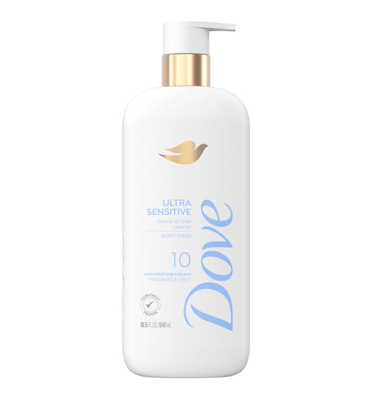 DOVE ULTRA SENSITIVE FRAGRANCE FREE BODY WASH - 10 ESSENTIAL INGREDIENTS