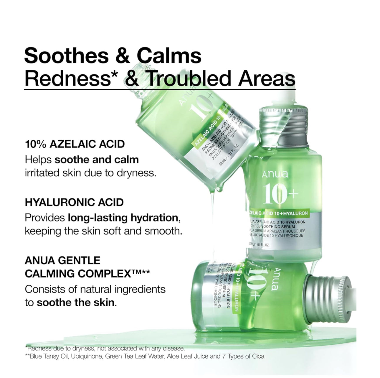 ANUA AZELAIC ACID 10+ HYALURON REDNESS SOOTHING SERUM