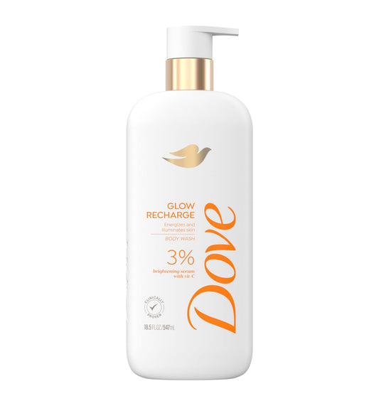 DOVE EXFOLIATE BODY WASH - GLOW RECHARGE WITH 3% VITAMIN C BRIGHTENING SERUM