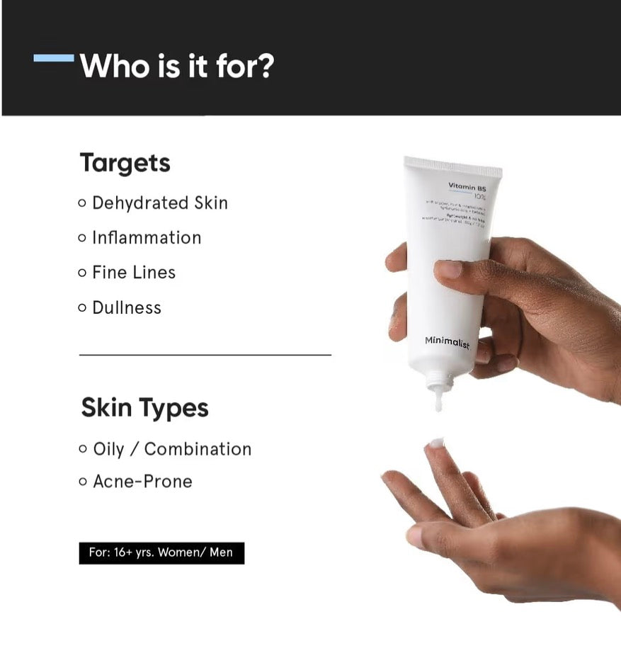 MINIMALIST VITAMIN B5 10% FACE MOISTURIZER | OILY ACNE PRONE SKIN