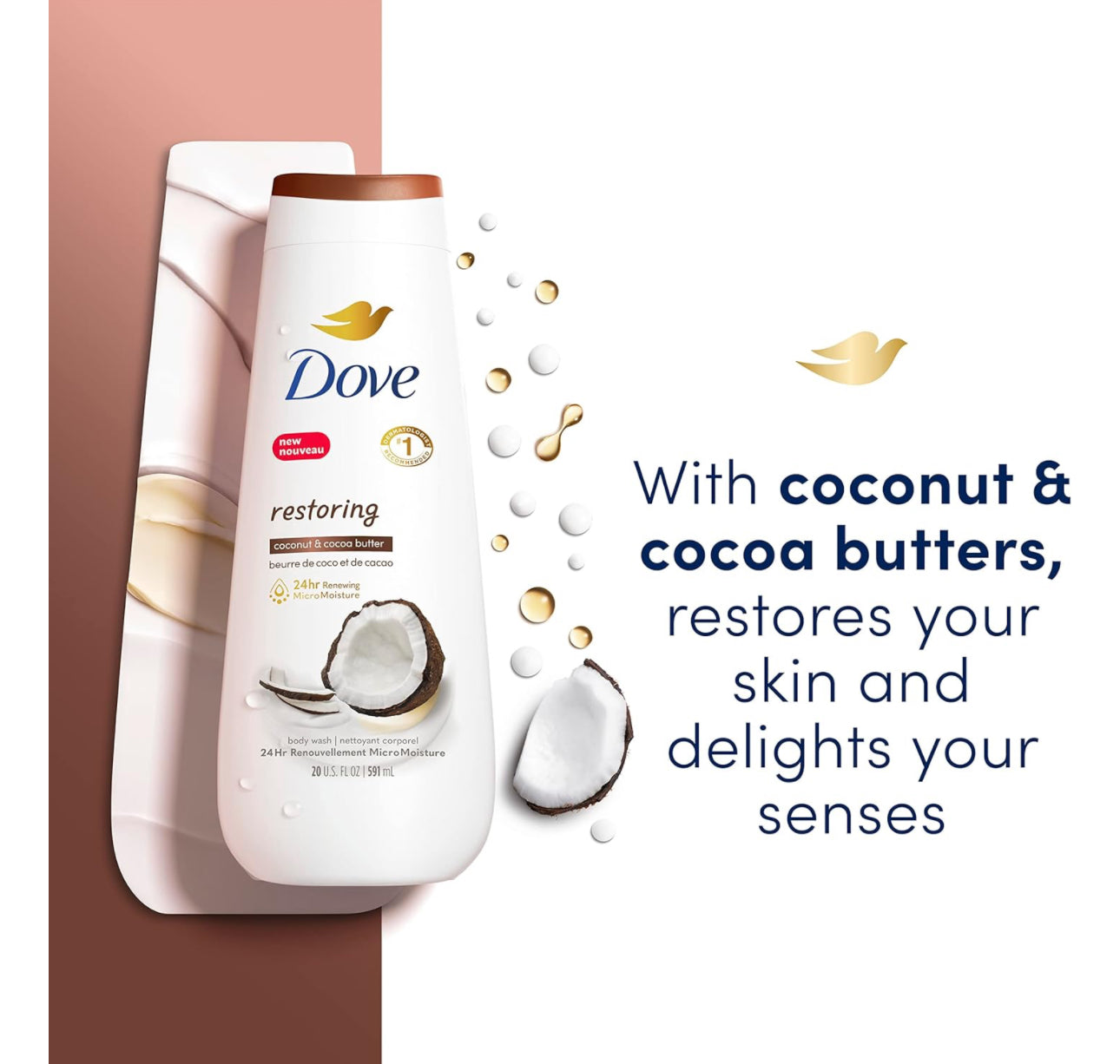 DOVE BODY WASH - RESTORING COCONUT & COCOA BUTTER