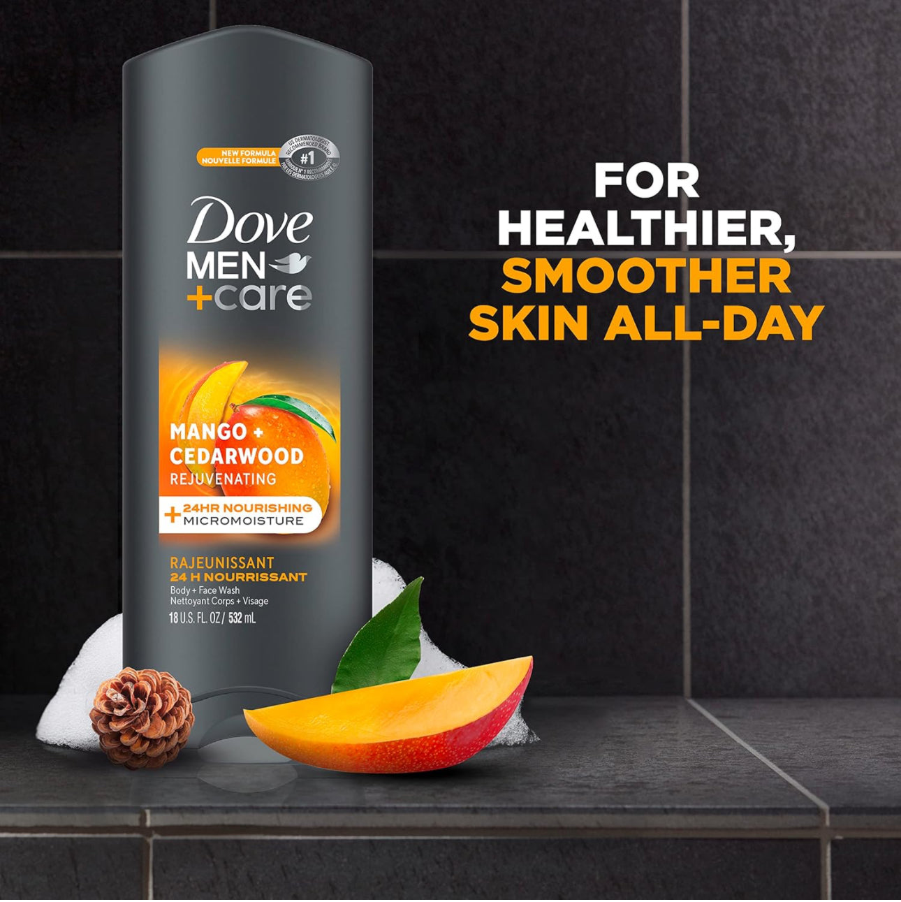 DOVE MEN + CARE BODY WASH - REJUVENATING MANGO + CEDARWOOD