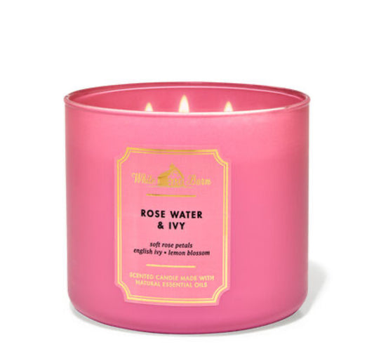 WHITE BARN 3 WICK CANDLE ‘ROSE WATER & IVY
