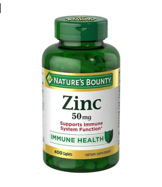 NATURE'S BOUNTY ZINC 50MG IMMUNE HEALTH - 400 TABLETS