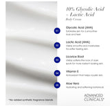 ADVANCED CLINICALS 10% GLYCOLIC + LACTIC ACID EXFOLIATING BODY CREAM