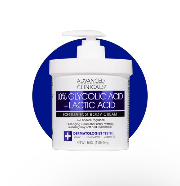 ADVANCED CLINICALS 10% GLYCOLIC + LACTIC ACID EXFOLIATING BODY CREAM