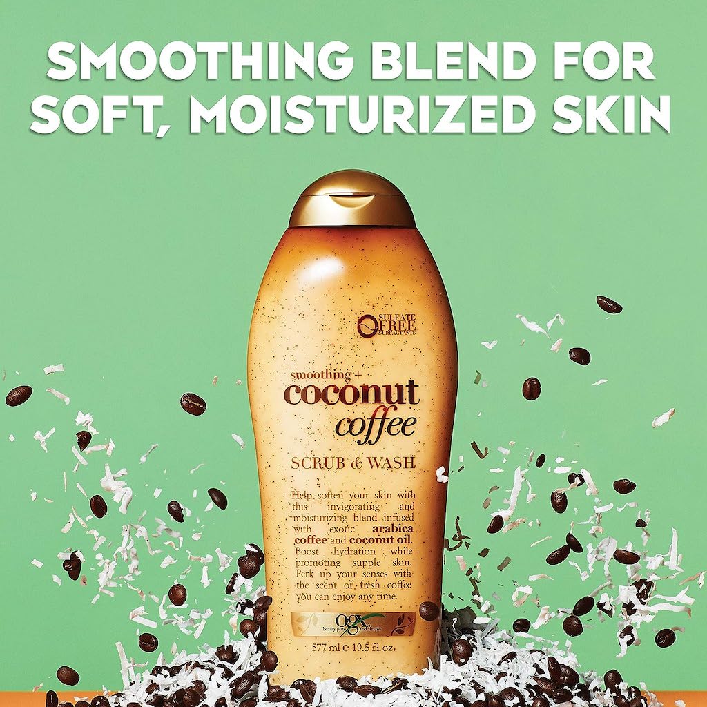 OGX SMOOTHING COCONUT + COFFEE SCRUB & WASH