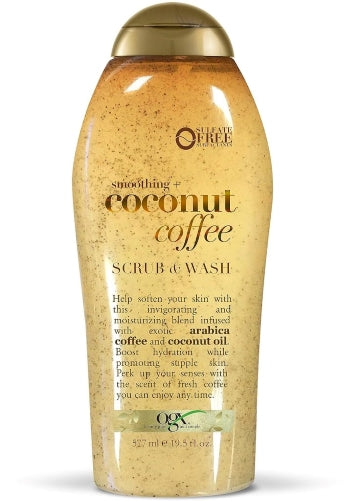 OGX SMOOTHING COCONUT + COFFEE SCRUB & WASH