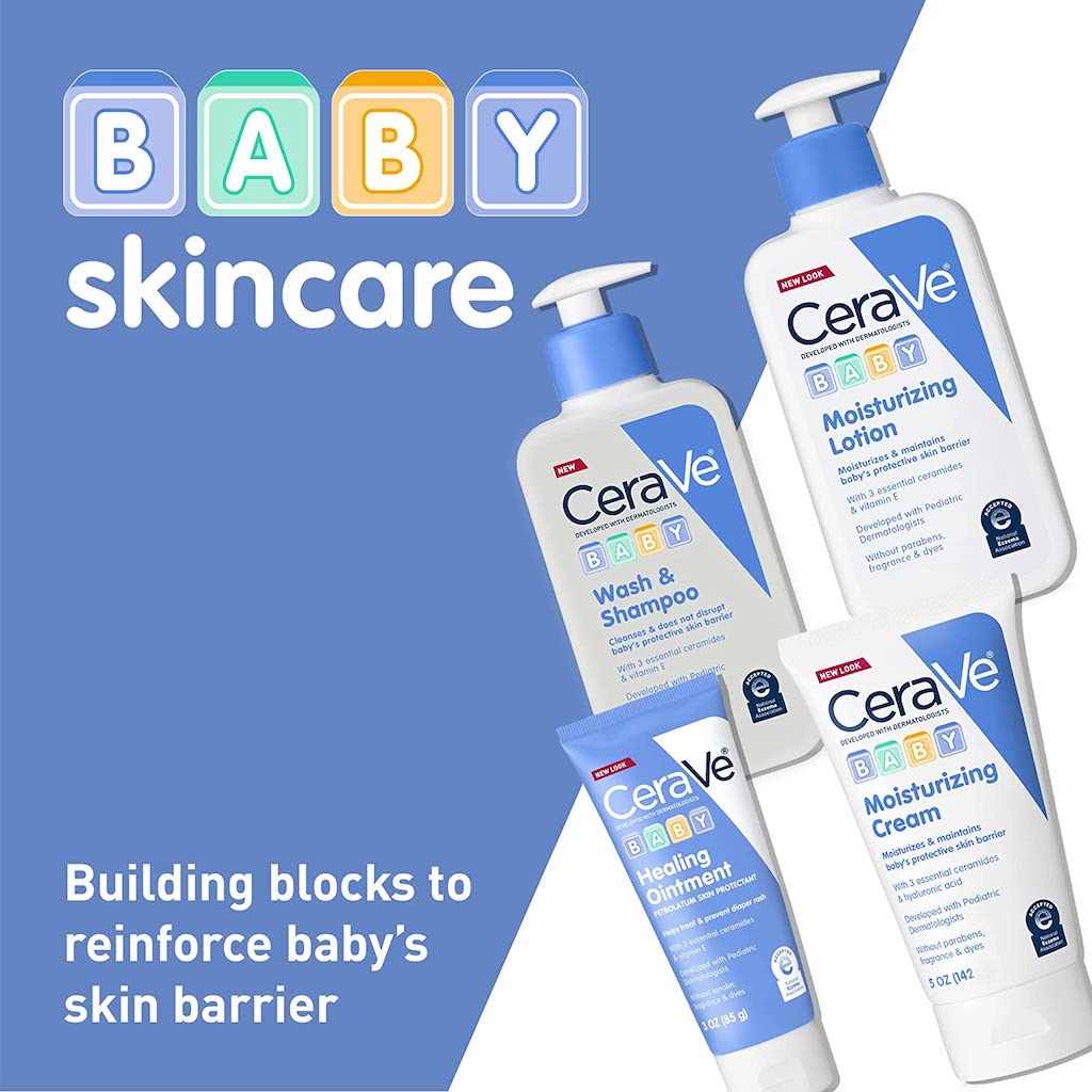 CERAVE BABY LOTION | GENTLE BABY SKINCARE WITH CERAMIDES, NIACINAMIDE AND VITAMIN E | FRAGRANCE FREE