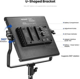 NEEWER Bi COLOR 660 LED VIDEO LIGHT, 3200-5600K CRI 96+ DIMMABLE LIGHT WITH U BRACKET AND BANRNDOOR, 75 INCHES LIGHT STAND