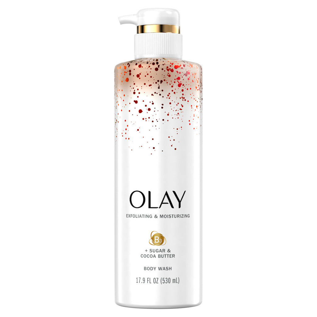 OLAY EXFOLIATING BODY WASH WITH VITAMIN B3, SUGAR & COCOA BUTTER