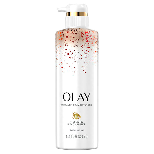 OLAY EXFOLIATING BODY WASH WITH VITAMIN B3, SUGAR & COCOA BUTTER