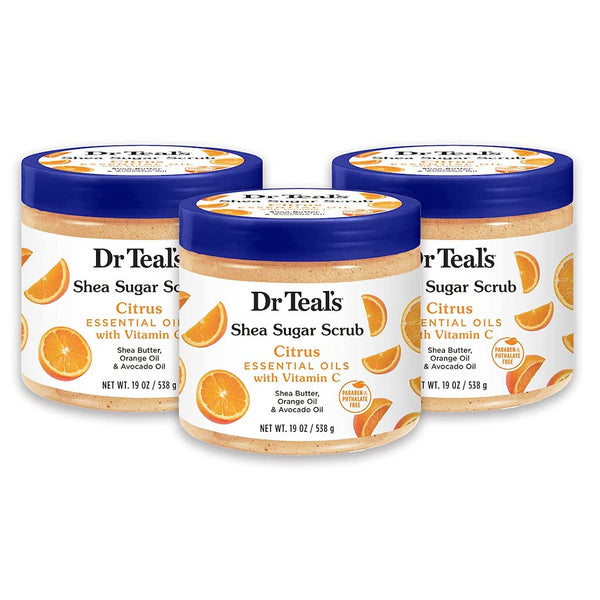 DR TEALS SHEA SUGAR SCRUB CITRUS ESSENTIAL OILS WITH VITAMIN C