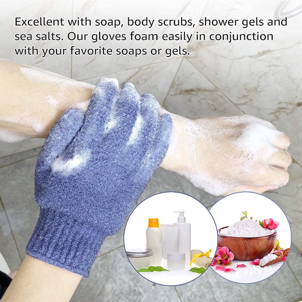 EVRID WEAR DUAL TEXTURE EXFOLIATING BATH GLOVES