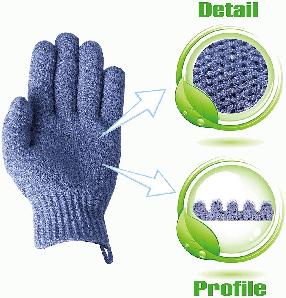 EVRID WEAR DUAL TEXTURE EXFOLIATING BATH GLOVES