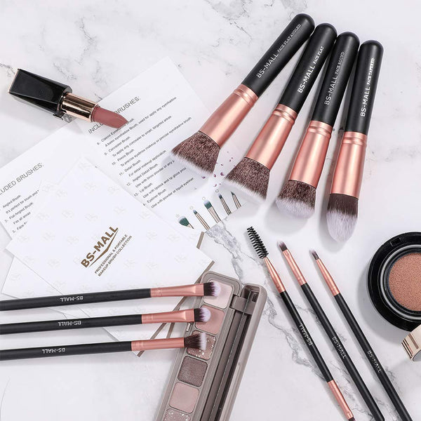 BS MALL MAKEUP BRUSHES PREMIUM SYNTHETIC 14PCS BRUSH SET - ROSE GOLDEN